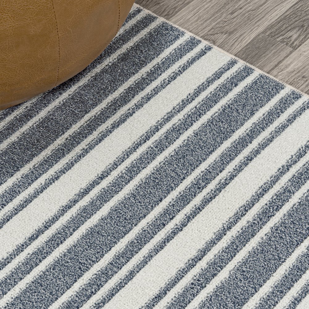 Fawning Two-Tone Striped Classic Low-Pile Machine-Washable Runner Rug. Picture 2