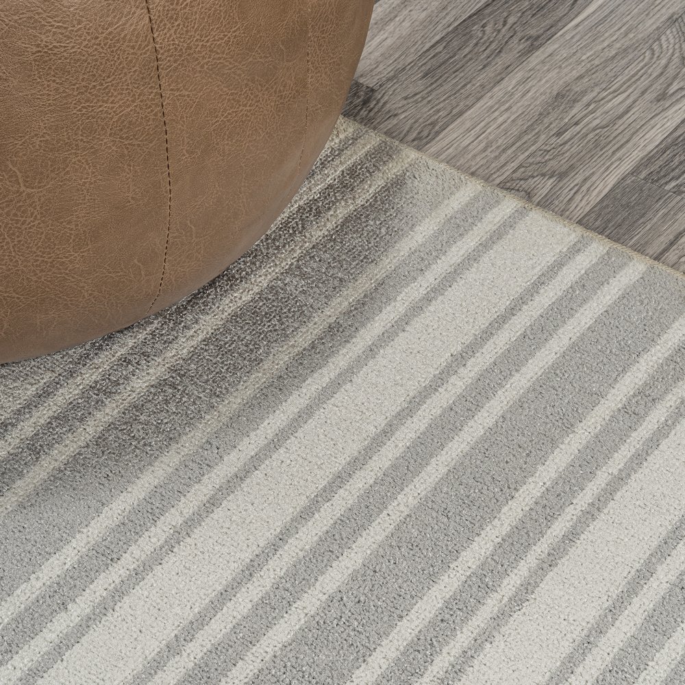 Fawning Two-Tone Striped Classic Low-Pile Machine-Washable Runner Rug. Picture 2