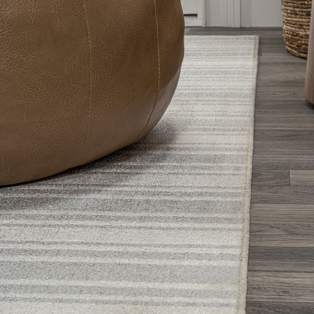 Fawning Two-Tone Striped Classic Low-Pile Machine-Washable Runner Rug. Picture 3