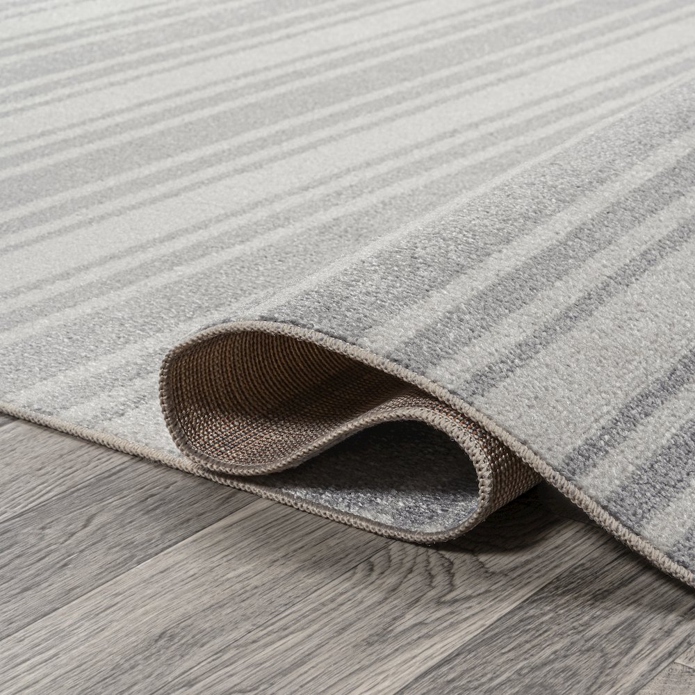 Fawning Two-Tone Striped Classic Low-Pile Machine-Washable Runner Rug. Picture 4