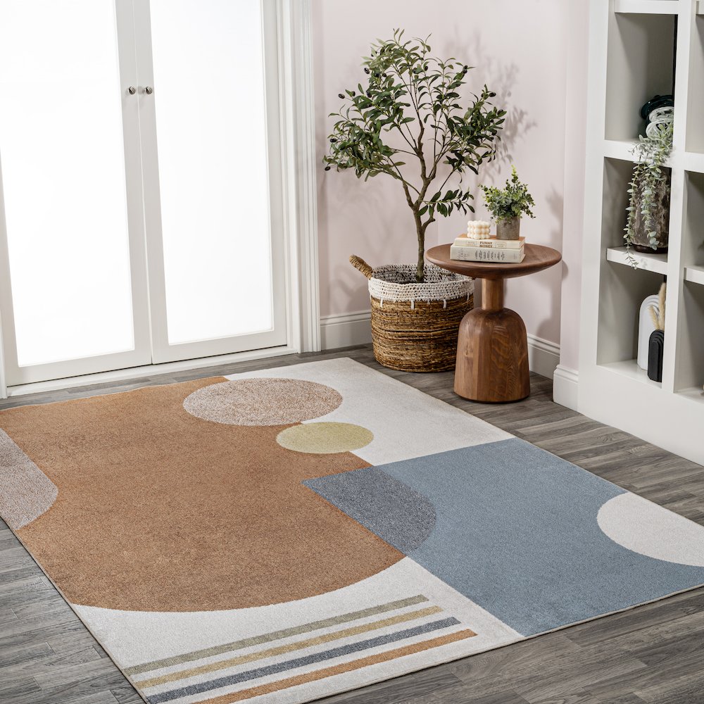 Shutter Minimalist Striped Plaid Machine-Washable Area Rug. Picture 3