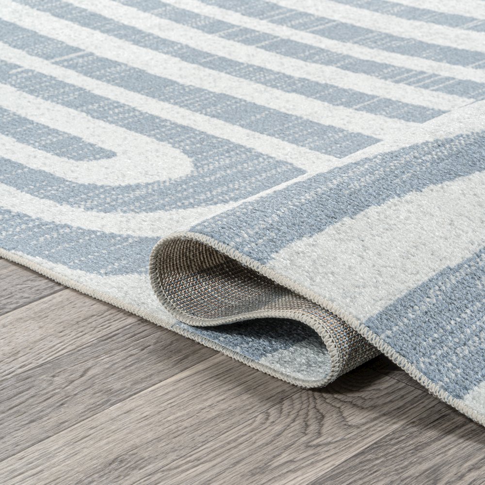 Maze Abstract Two-Tone Low-Pile Machine-Washable Runner Rug. Picture 4
