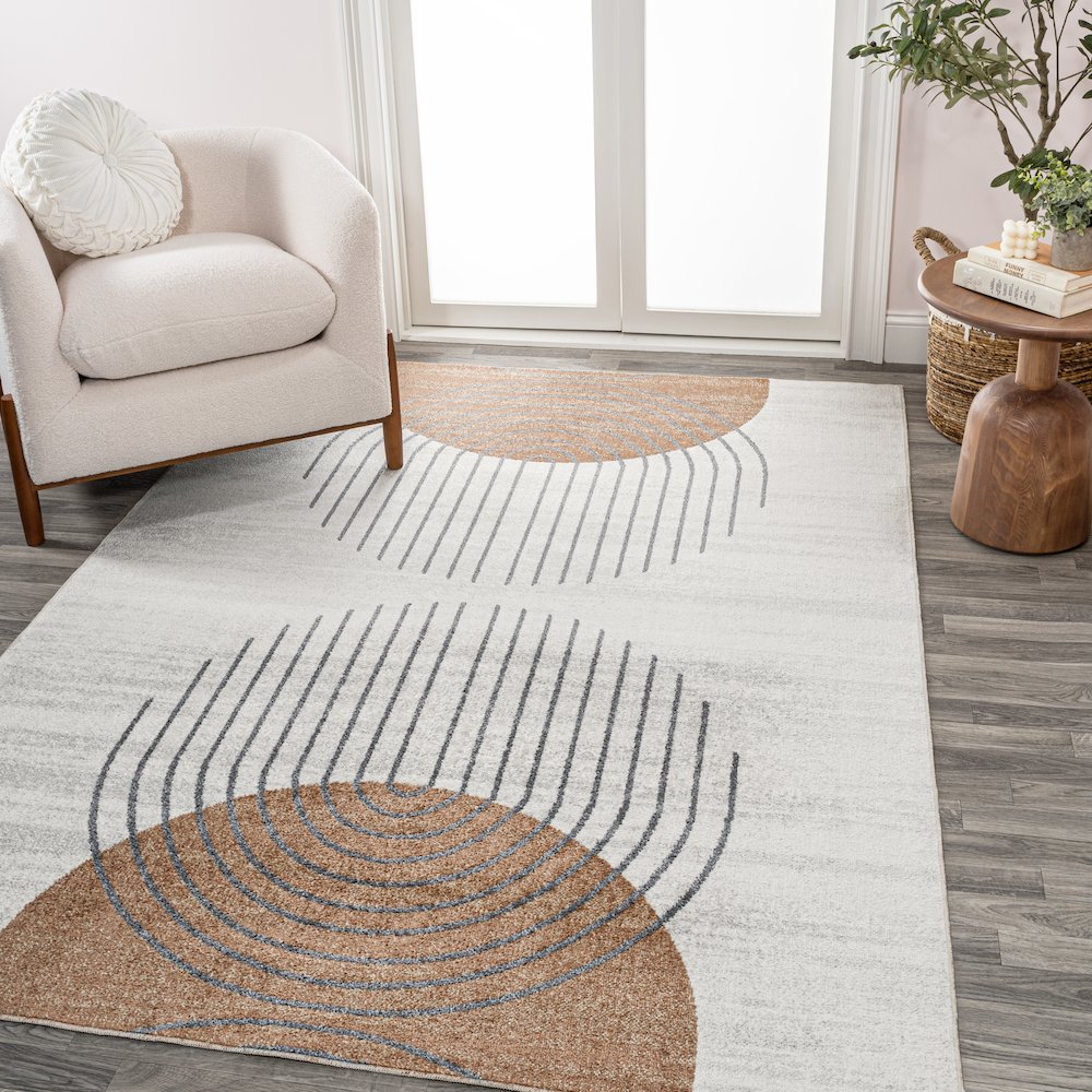 Kallax Geometric Modern Low-Pile Machine-Washable Area Rug. Picture 1