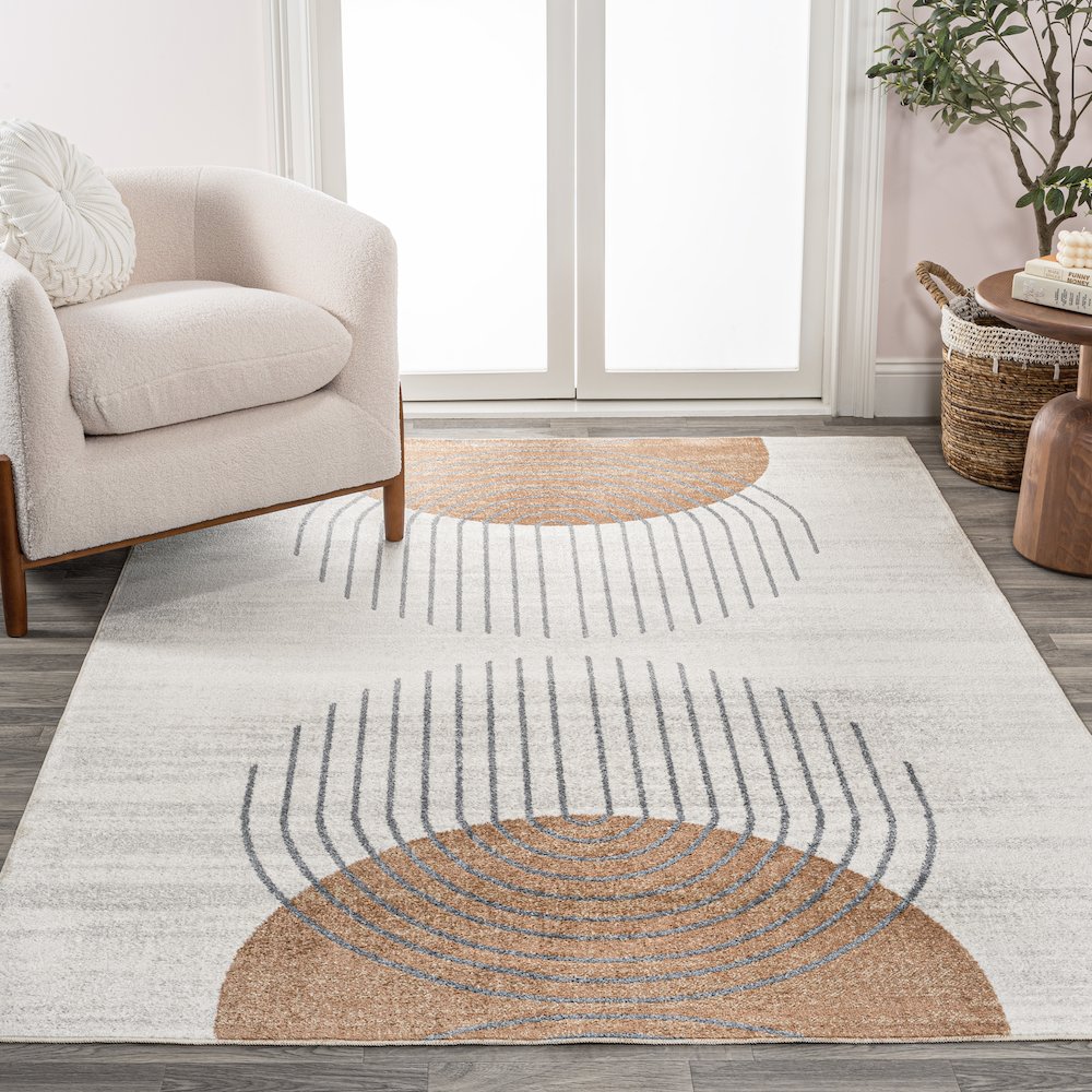 Kallax Geometric Modern Low-Pile Machine-Washable Area Rug. Picture 2