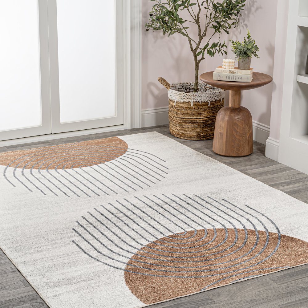 Kallax Geometric Modern Low-Pile Machine-Washable Area Rug. Picture 3