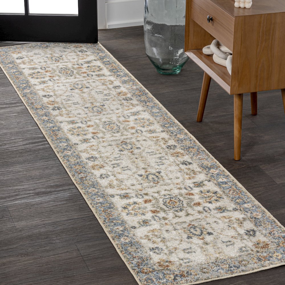 Hiero Persian Border Low-Pile Machine-Washable Runner Rug. Picture 1
