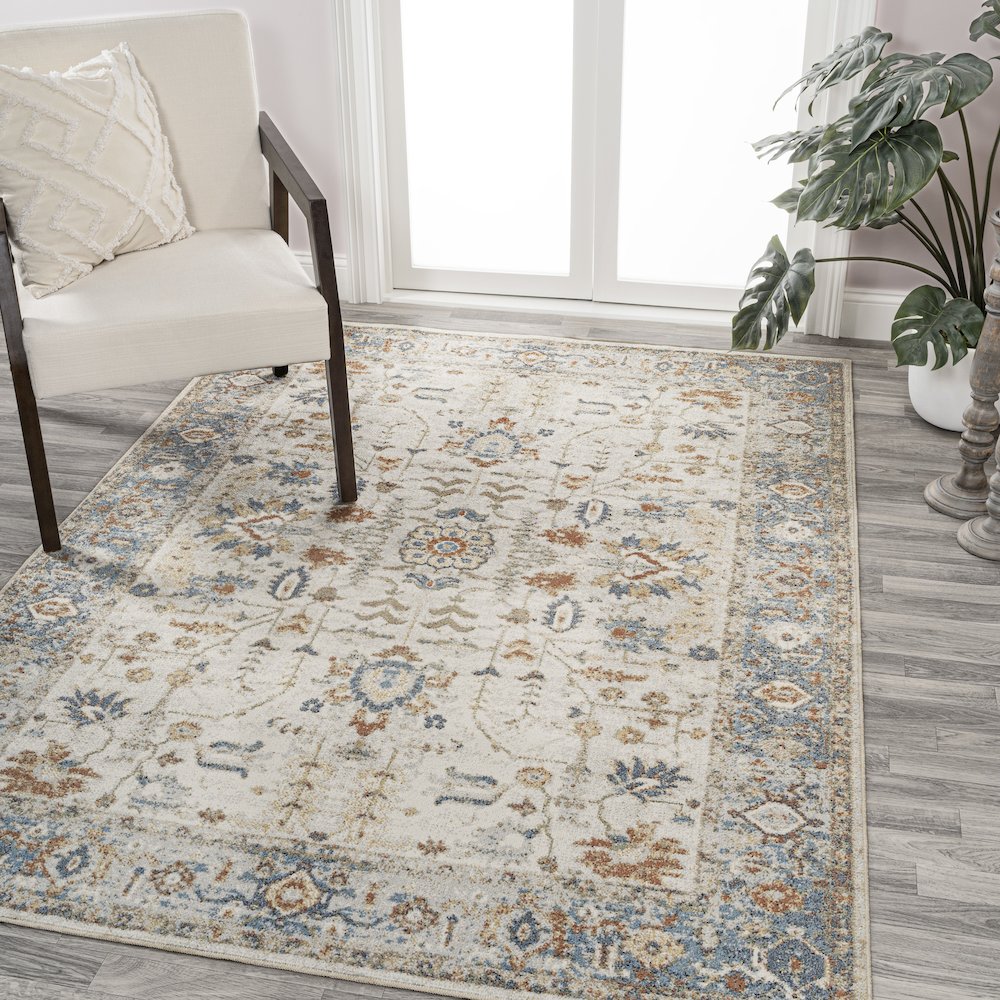 Hiero Persian Border Low-Pile Machine-Washable Area Rug. Picture 1