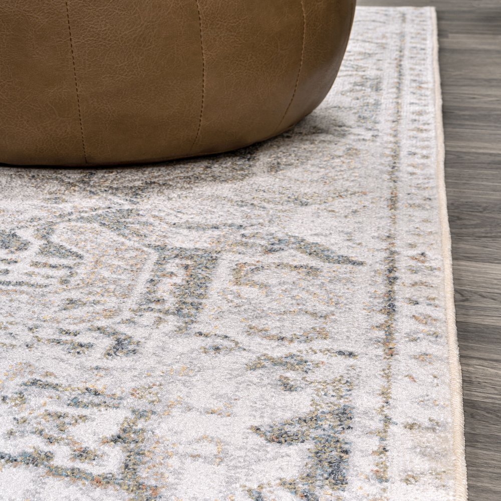Edith Distressed Medallion Low-Pile Machine-Washable Runner Rug. Picture 3