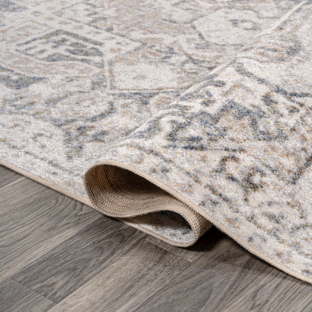 Edith Distressed Medallion Low-Pile Machine-Washable Runner Rug. Picture 4
