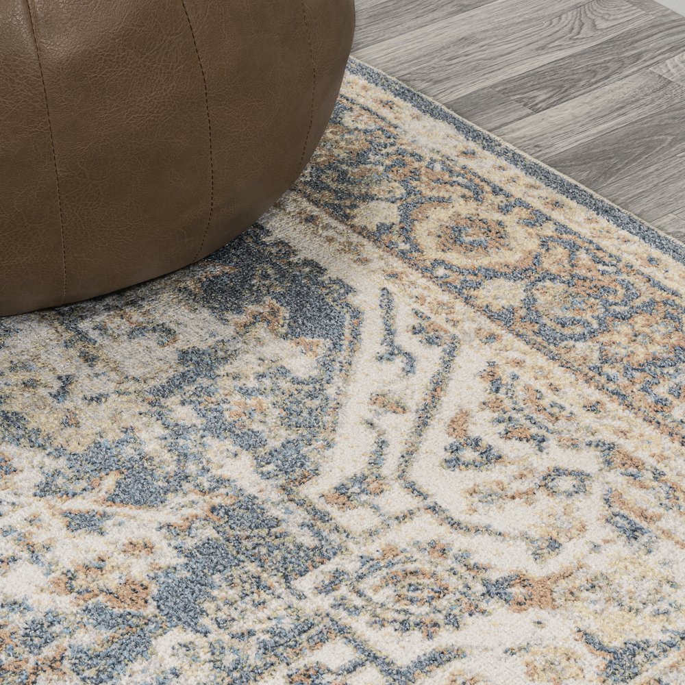 Keesha Bold Distressed Medallion Low-Pile Machine-Washable Runner Rug. Picture 2