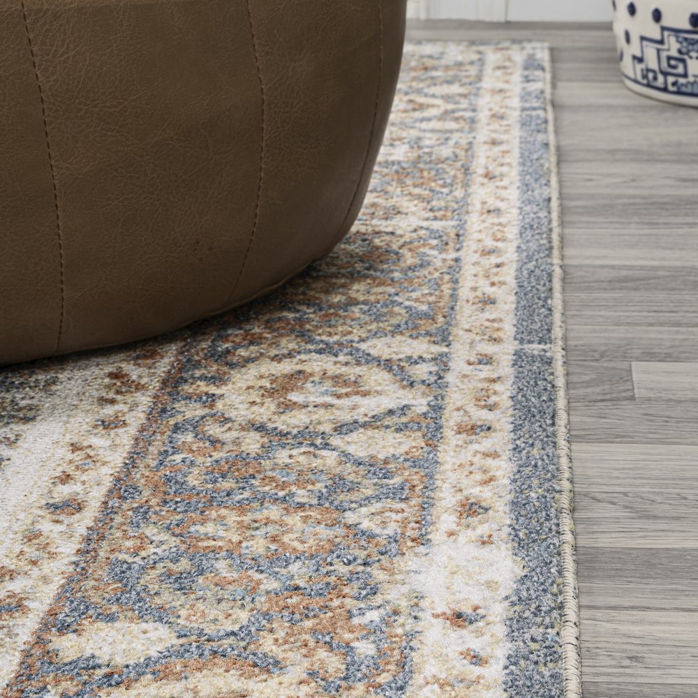 Keesha Bold Distressed Medallion Low-Pile Machine-Washable Runner Rug. Picture 3