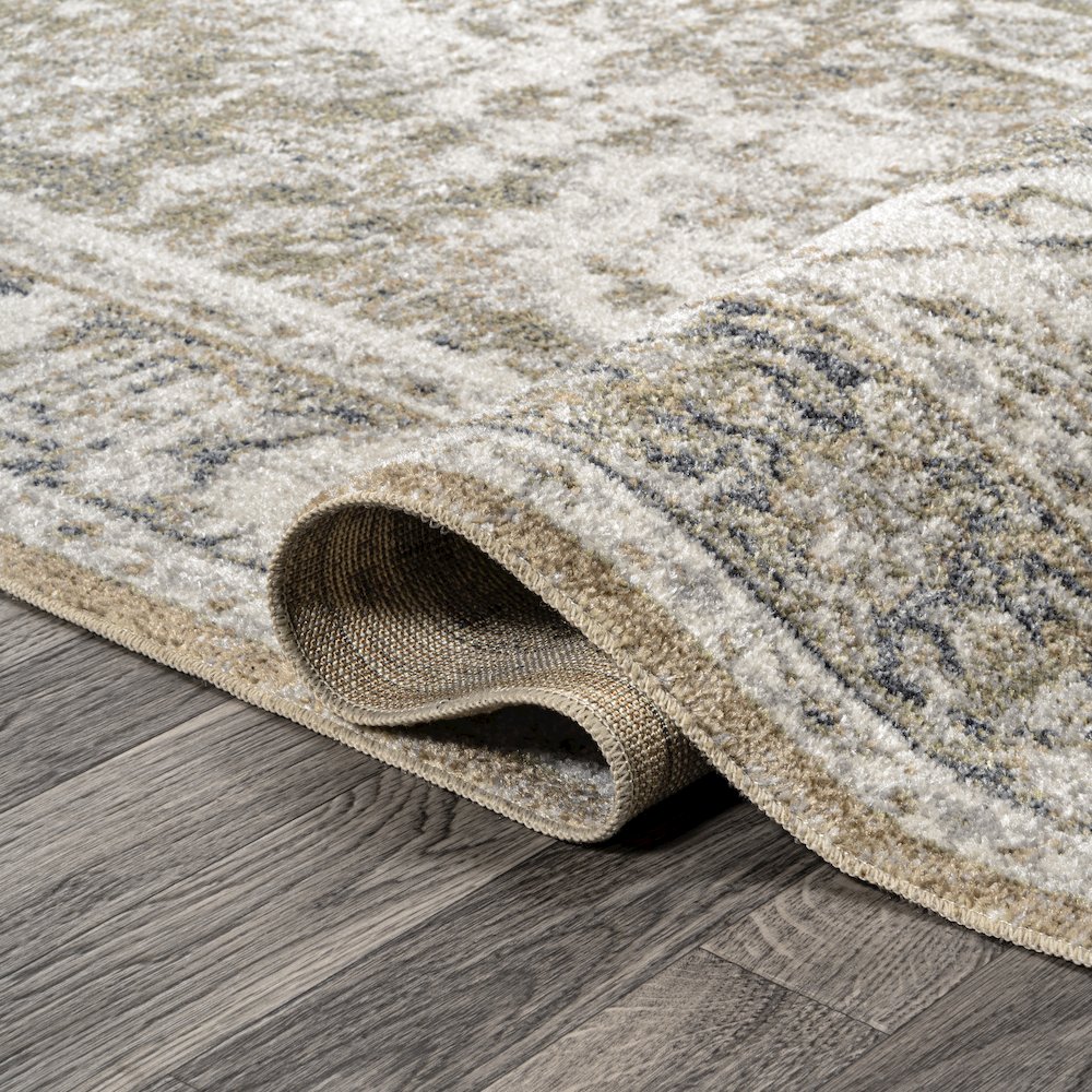 Keesha Bold Distressed Medallion Low-Pile Machine-Washable Runner Rug. Picture 4
