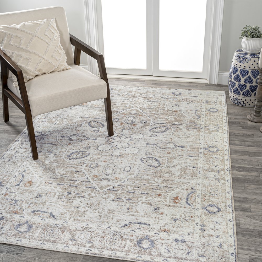 Shaii Global Medallion Low-Pile Machine-Washable Area Rug. Picture 1