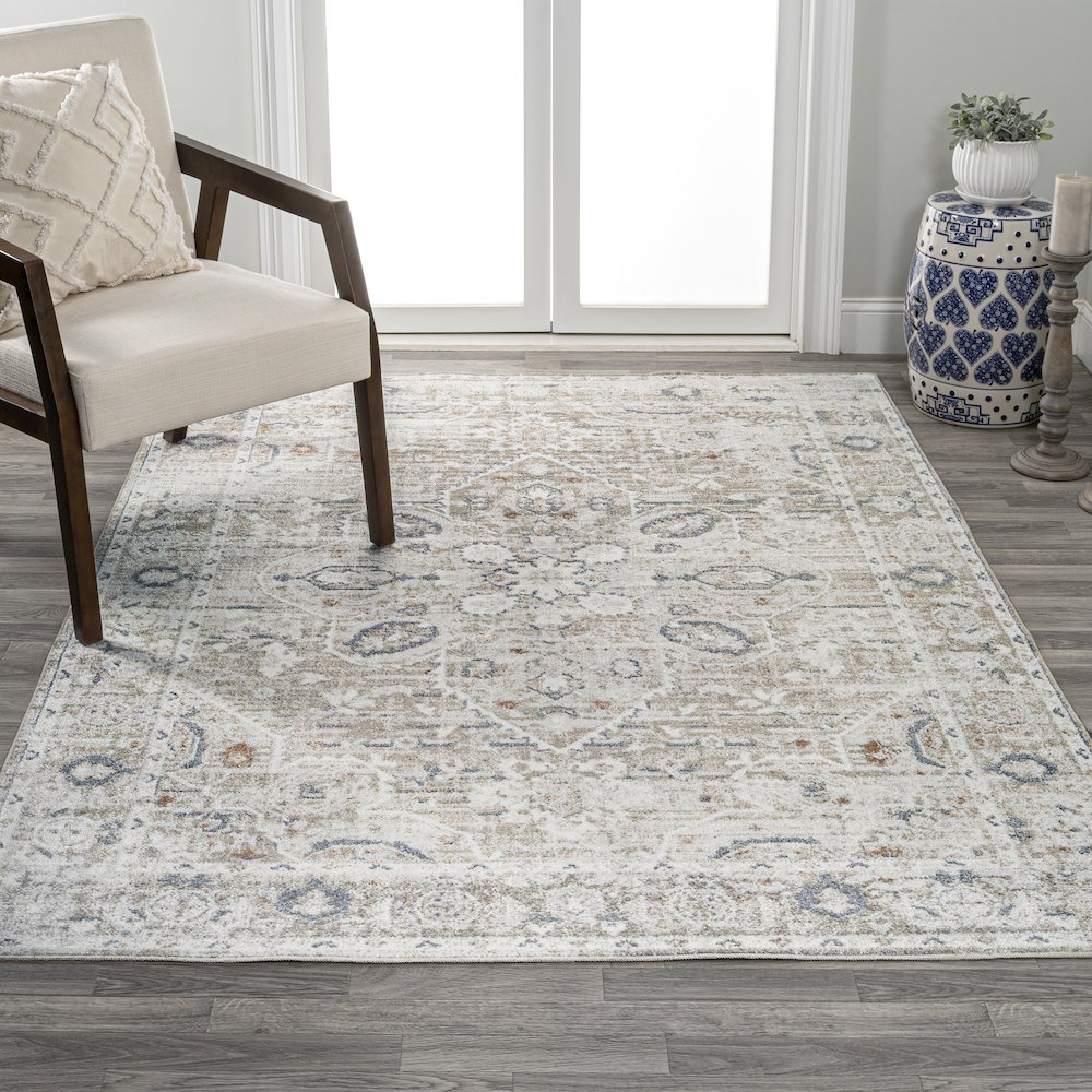 Shaii Global Medallion Low-Pile Machine-Washable Area Rug. Picture 2
