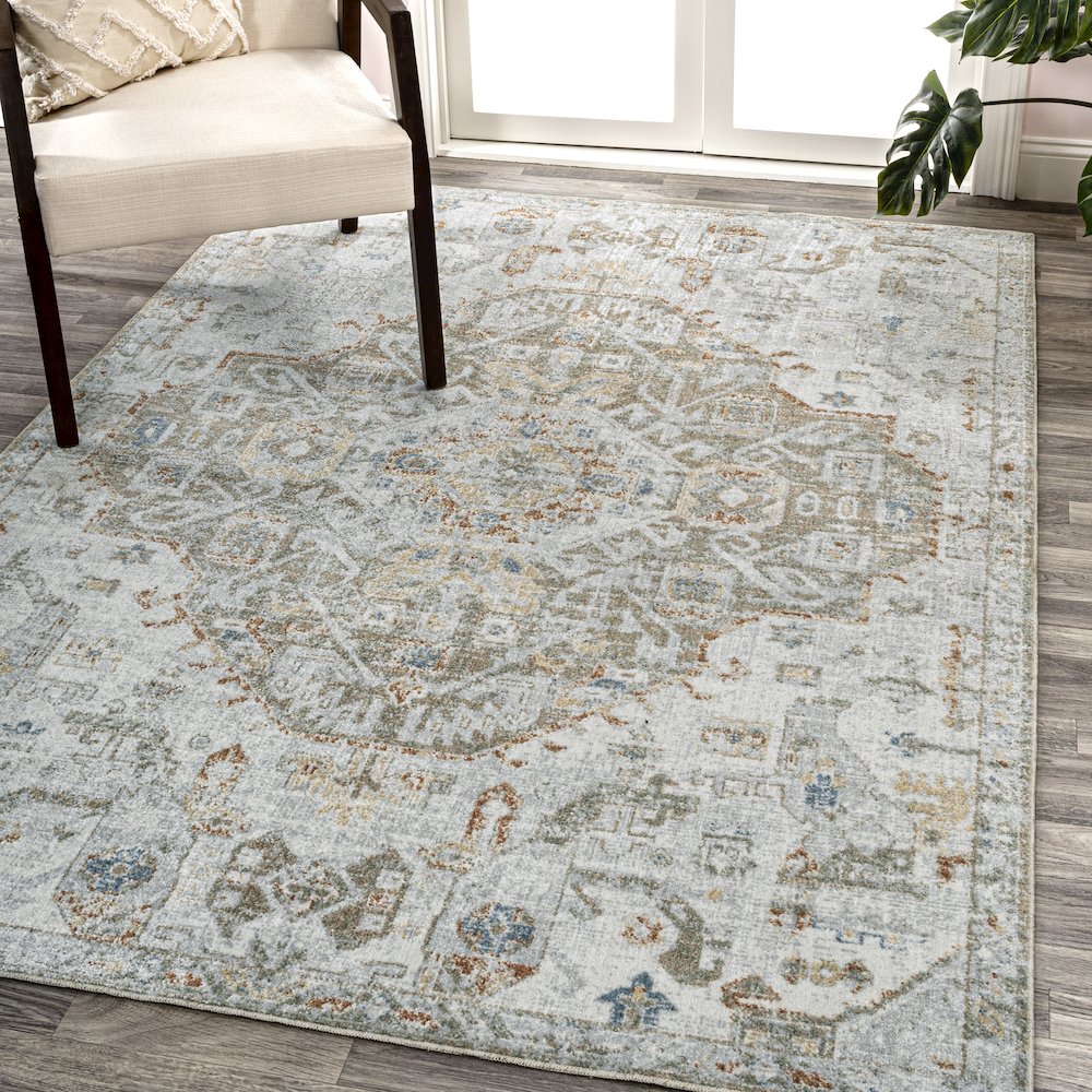 Shaemus Bohemian Medallion Low-Pile Machine-Washable Area Rug. Picture 1