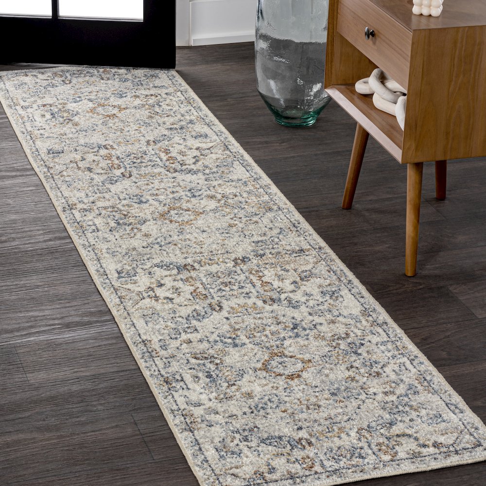Shaemus Bohemian Medallion Low-Pile Machine-Washable Runner Rug. Picture 1
