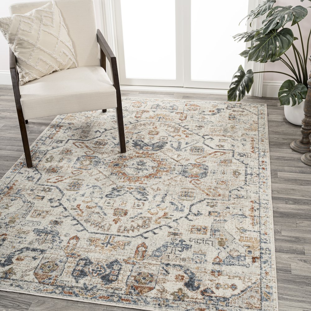 Shaemus Bohemian Medallion Low-Pile Machine-Washable Area Rug. Picture 1