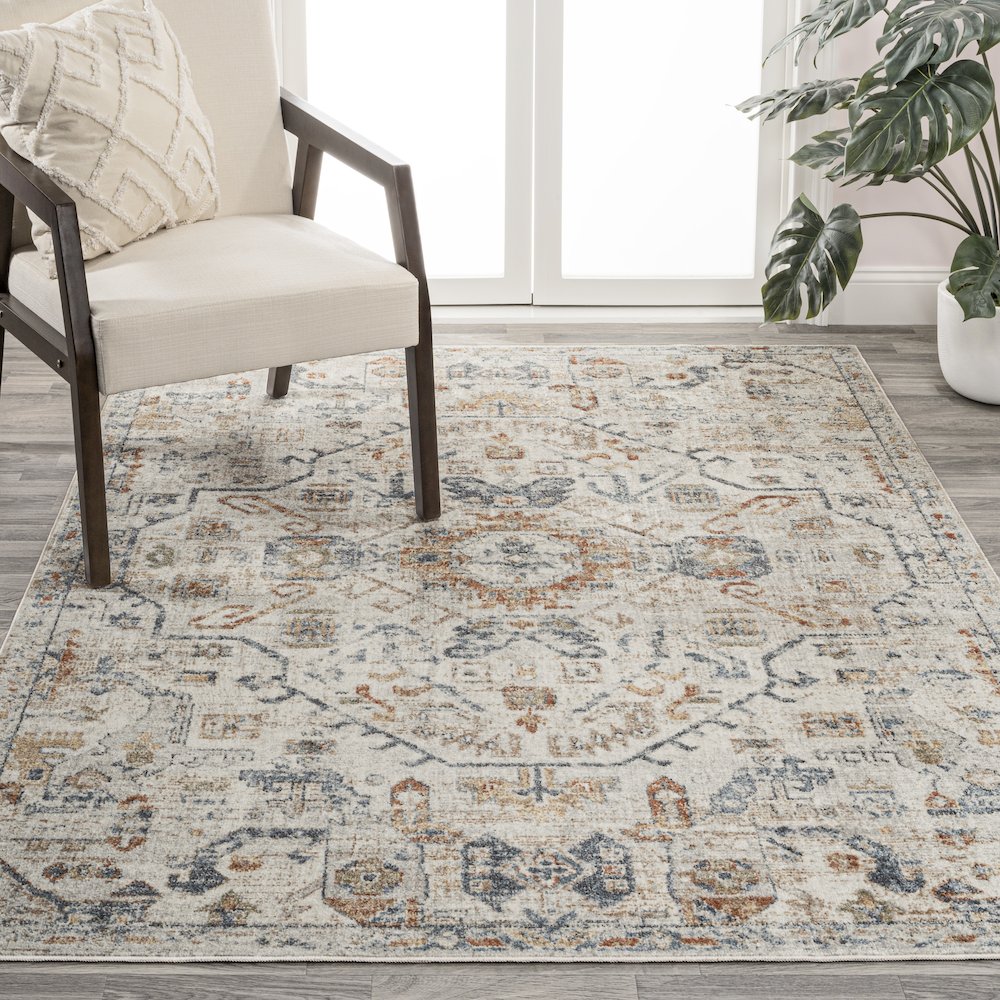 Shaemus Bohemian Medallion Low-Pile Machine-Washable Area Rug. Picture 2
