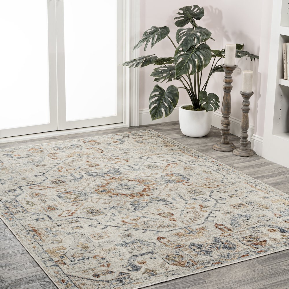 Shaemus Bohemian Medallion Low-Pile Machine-Washable Area Rug. Picture 3