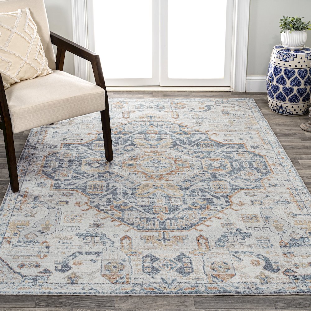 Shaemus Bohemian Medallion Low-Pile Machine-Washable Area Rug. Picture 2