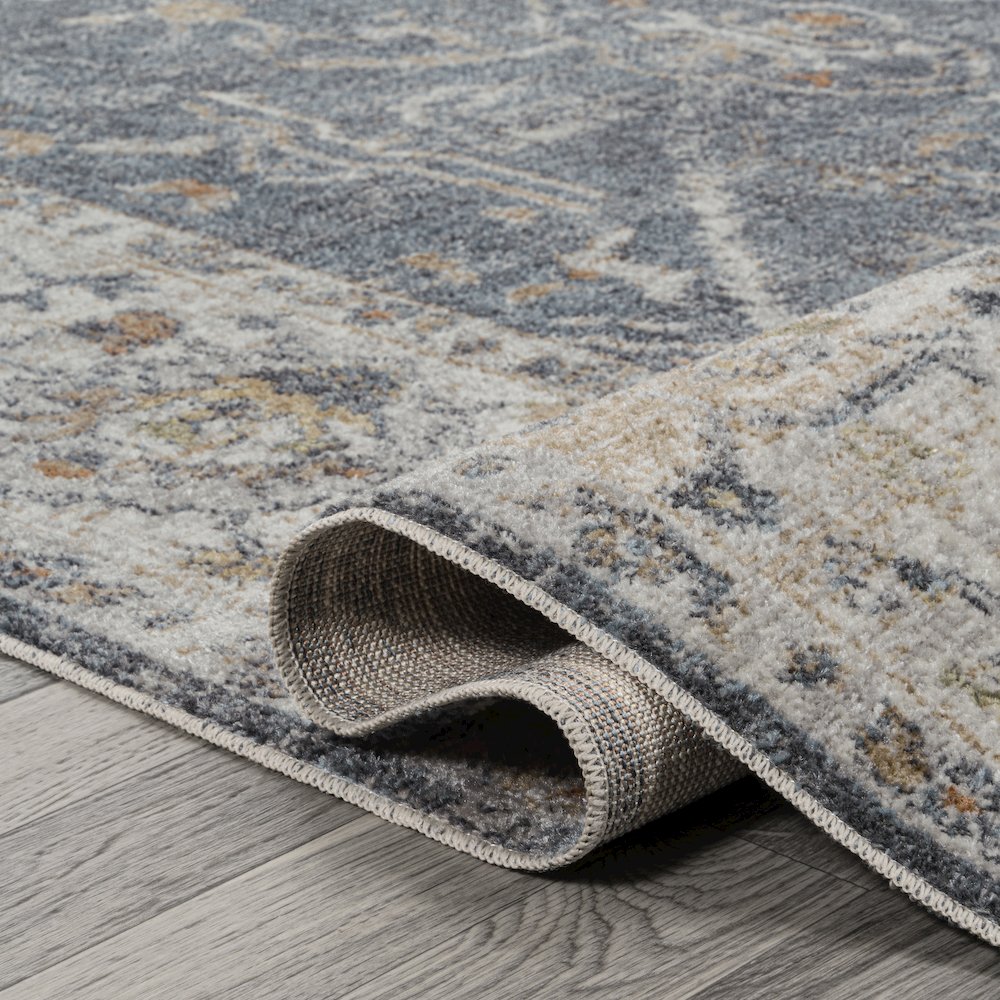 Brandy Rustic Border Low-Pile Machine-Washable Runner Rug. Picture 4