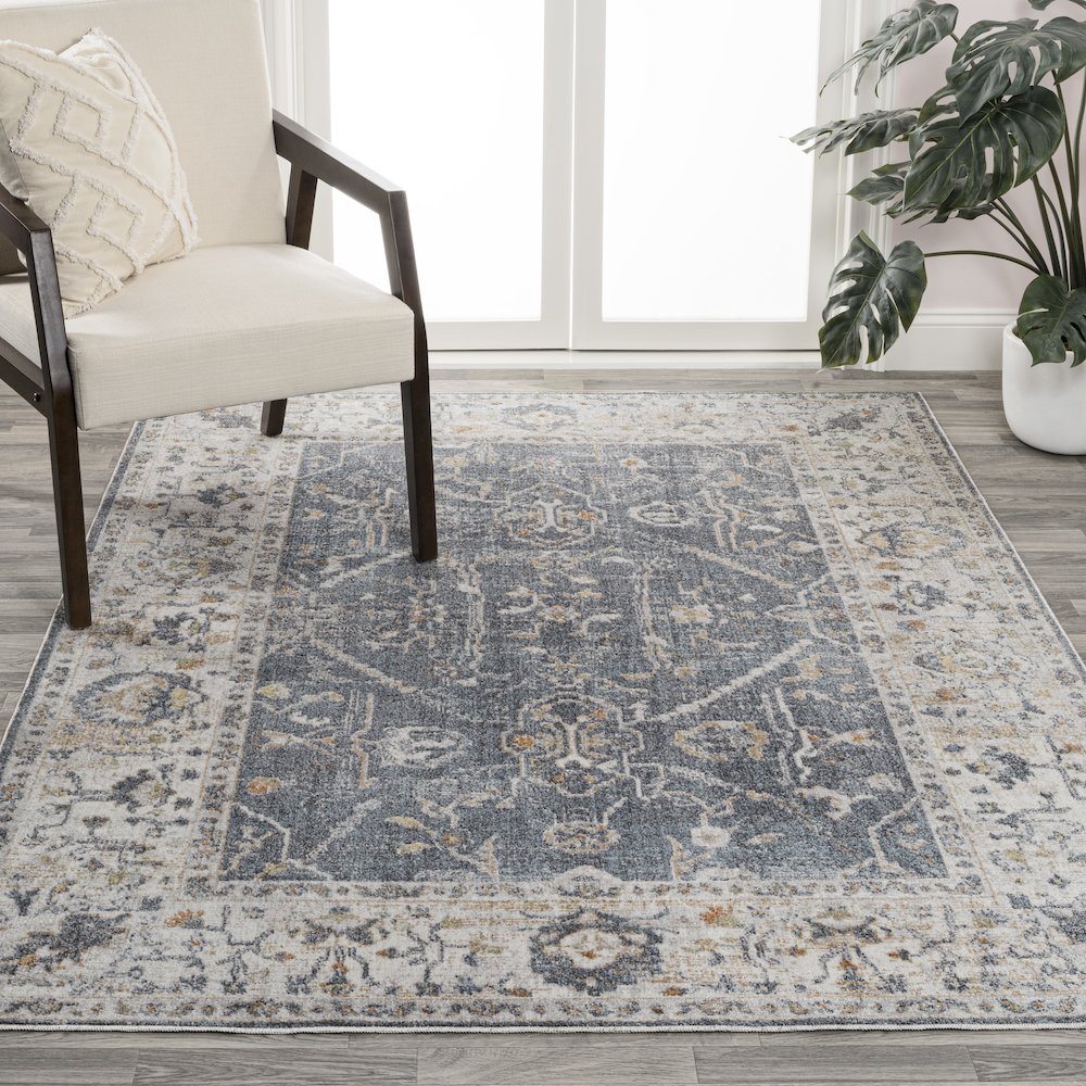 Brandy Rustic Border Low-Pile Machine-Washable Area Rug. Picture 2
