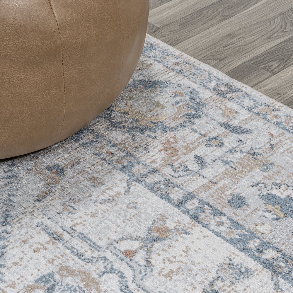 Brandy Rustic Border Low-Pile Machine-Washable Runner Rug. Picture 2