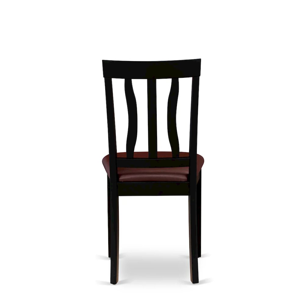Antique Dining Room Chairs - Faux Leather Upholstered Wooden Chairs, Set of 2. Picture 3