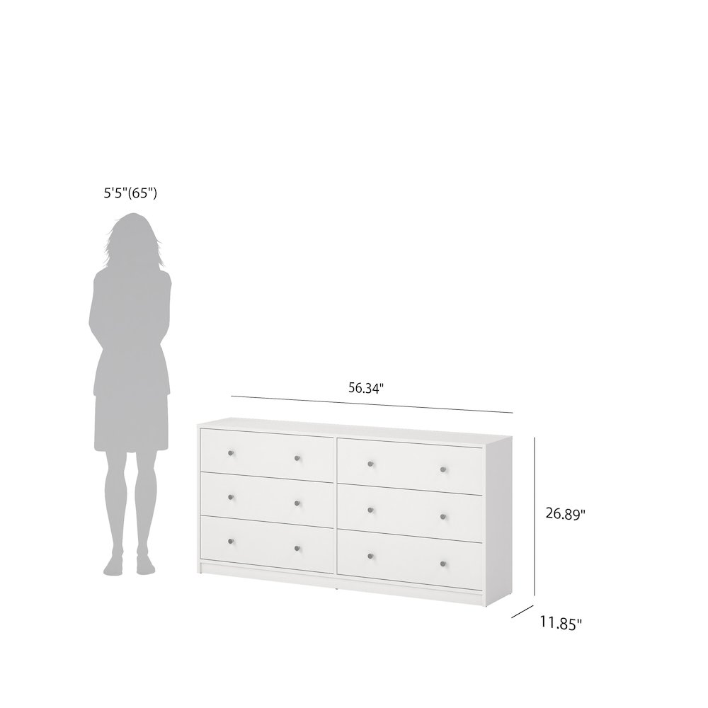 3-Piece Bedroom Set - 6 Drawer Double Dresser And Nightstand Set Of 2. Picture 7