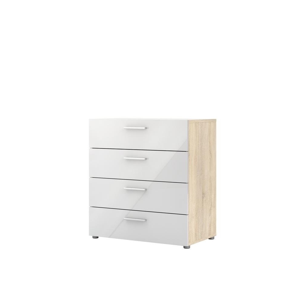 White Wooden Dresser - 4 Drawer Bedroom Furniture for Storage and Organization. Picture 1