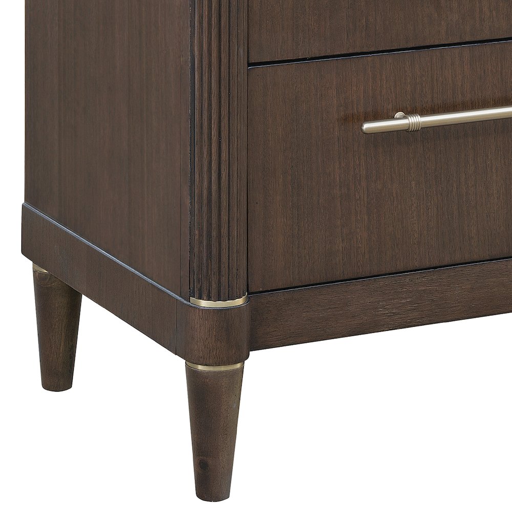 Asher Park 3 Drawer Nightstand, Piano Brown Finish. Picture 3