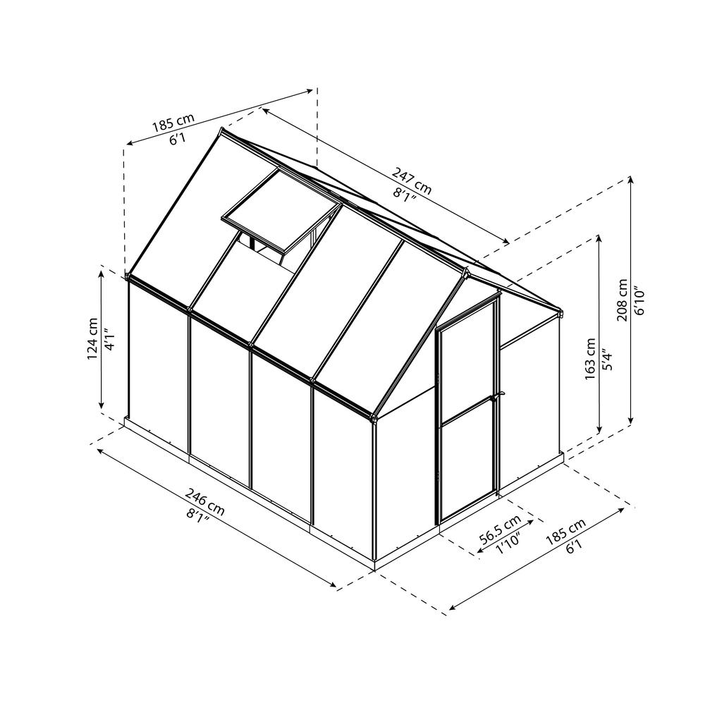 Mythos 6' x 8' Greenhouse - Silver. Picture 18