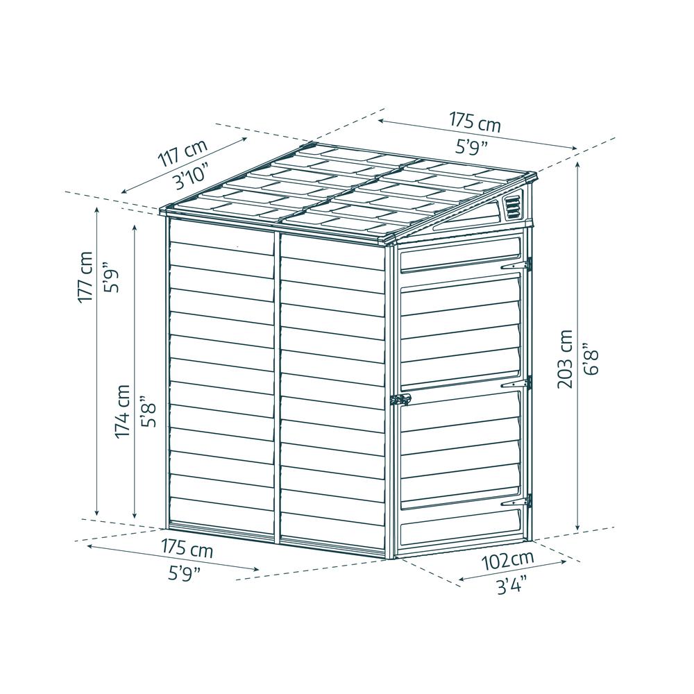 SkyLight 4' x 6' Lean-To Shed - Gray. Picture 11