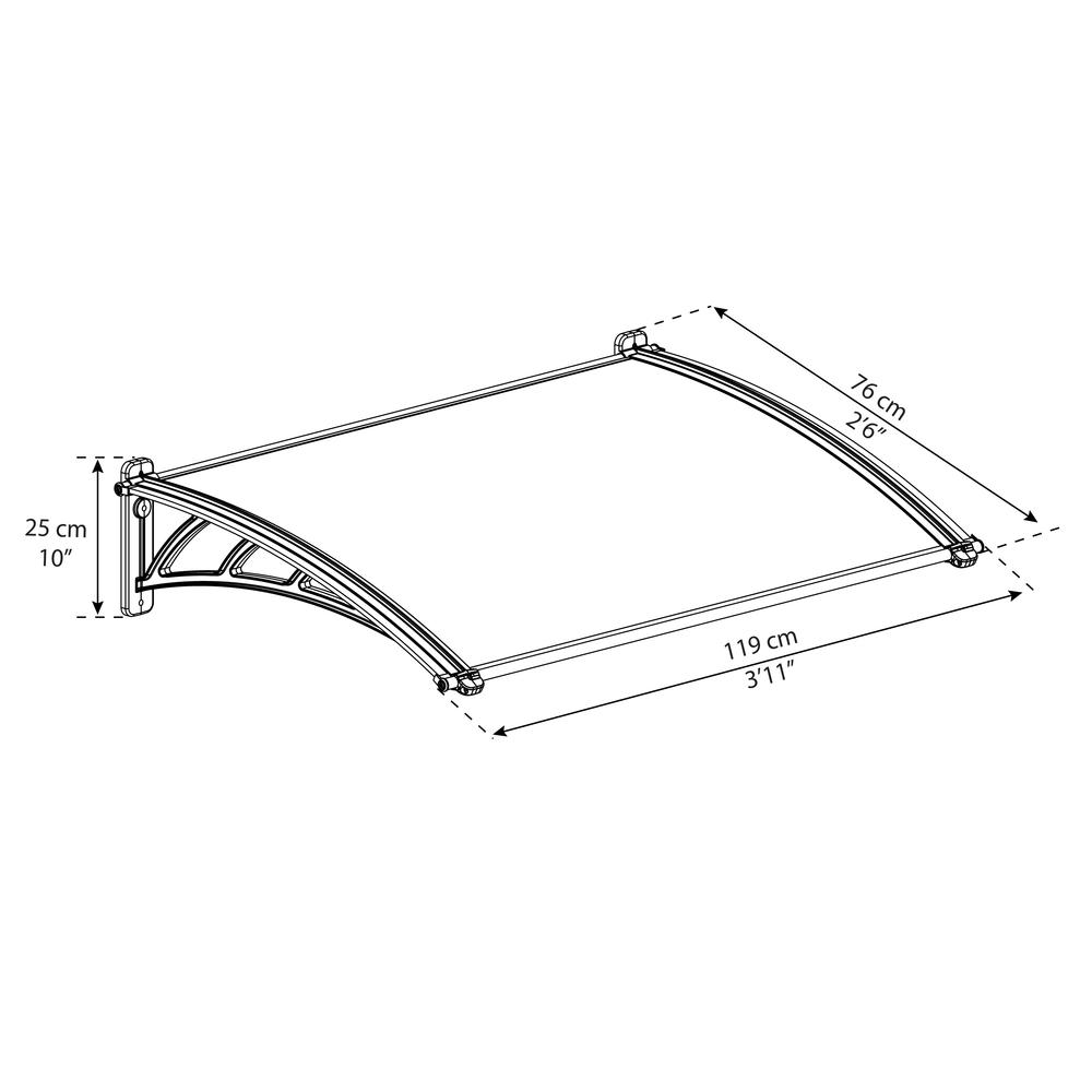 Neo 1180 4' x 3' Awning - Gray/Clear. Picture 2