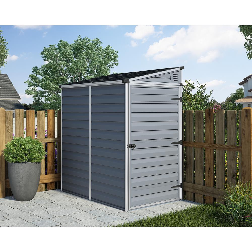 SkyLight 4' x 6' Lean-To Shed - Gray. Picture 4