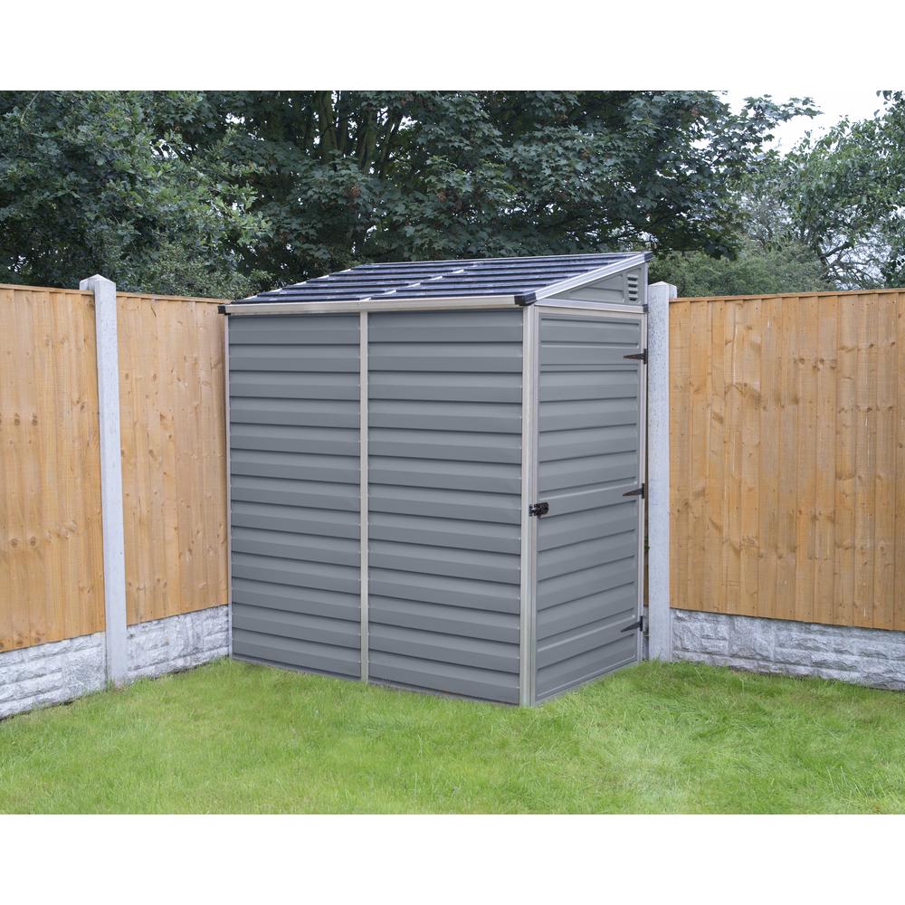 SkyLight 4' x 6' Lean-To Shed - Gray. Picture 5