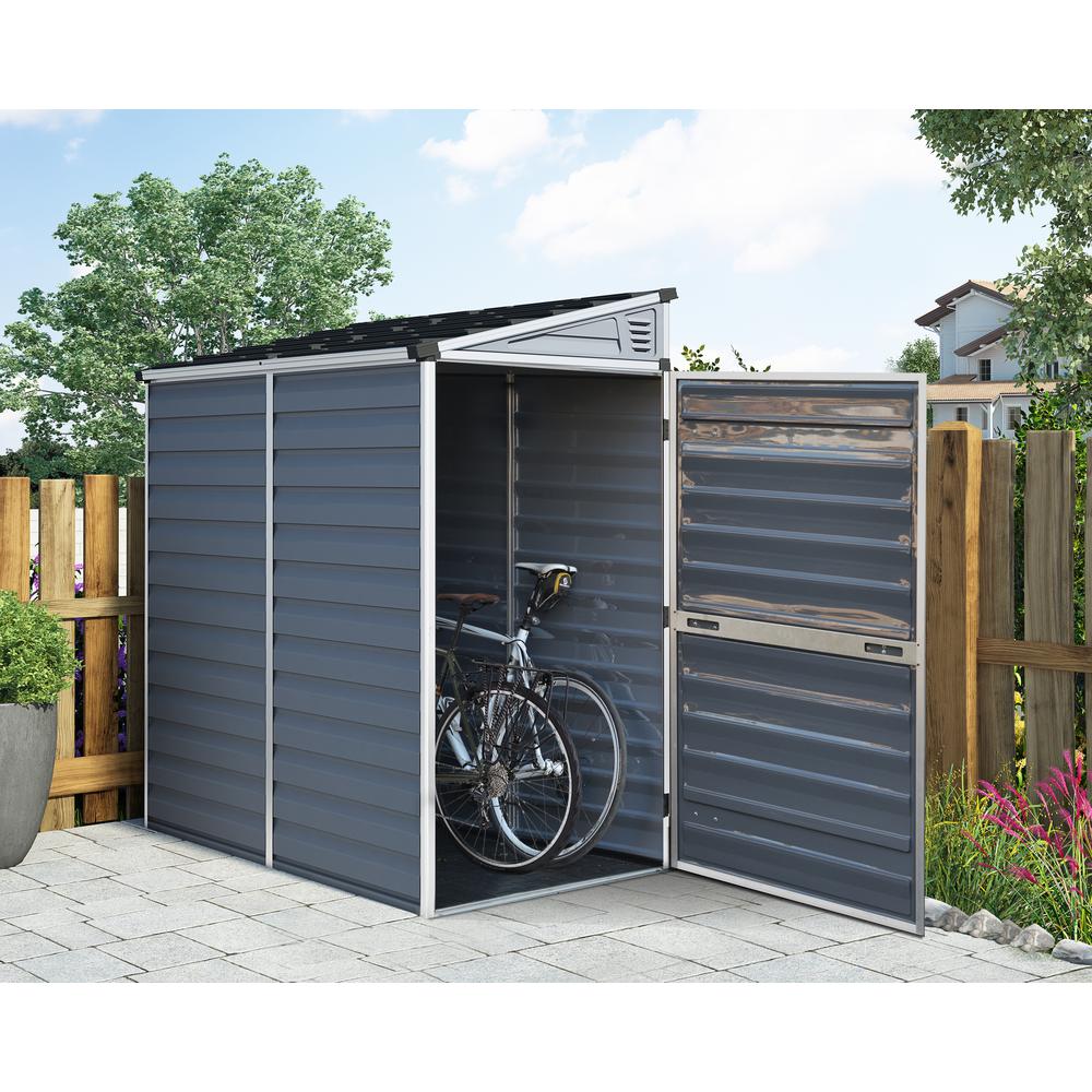 SkyLight 4' x 6' Lean-To Shed - Gray. Picture 8