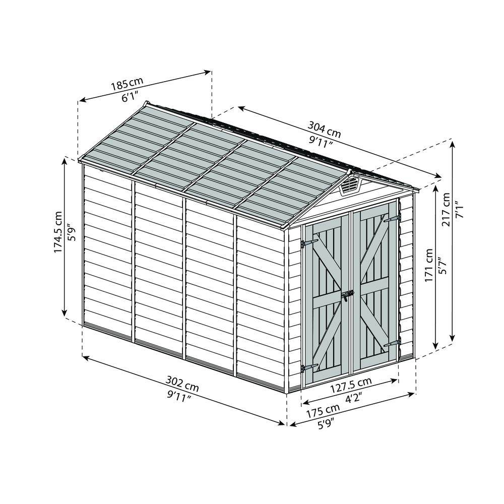 SkyLight 6' x 10' Shed - Tan. Picture 9
