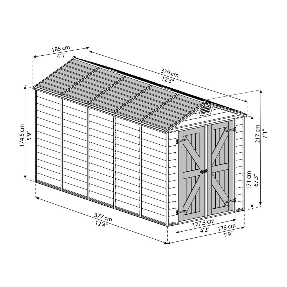 SkyLight 6' x 12' Shed - Gray. Picture 16