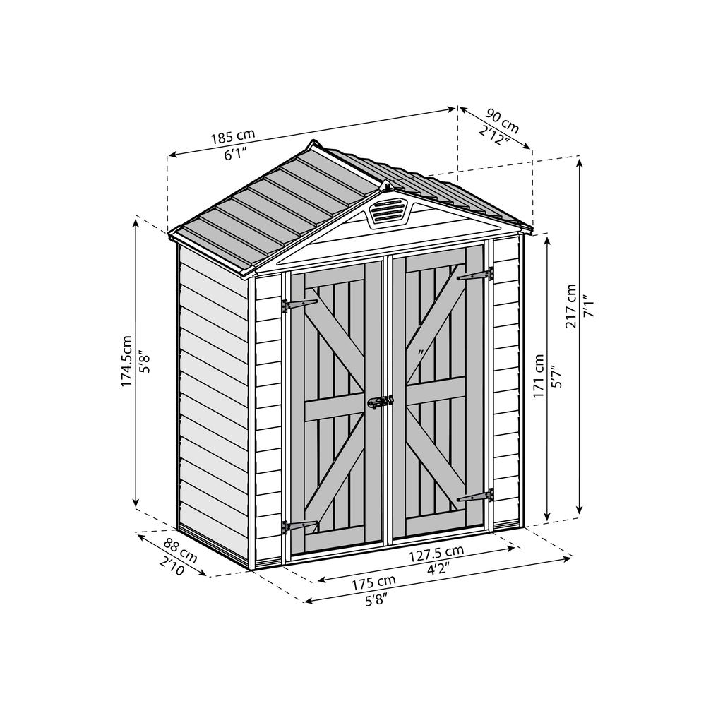 SkyLight 6' x 3' Shed - Gray. Picture 15