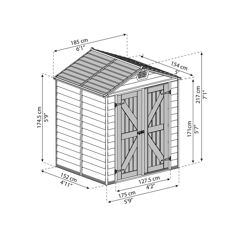 SkyLight 6' x 5' Shed - Gray. Picture 15