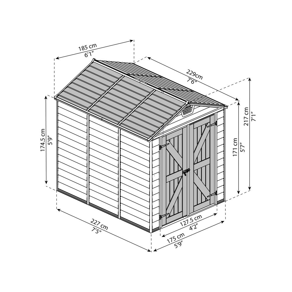 SkyLight 6' x 8' Shed - Gray. Picture 14