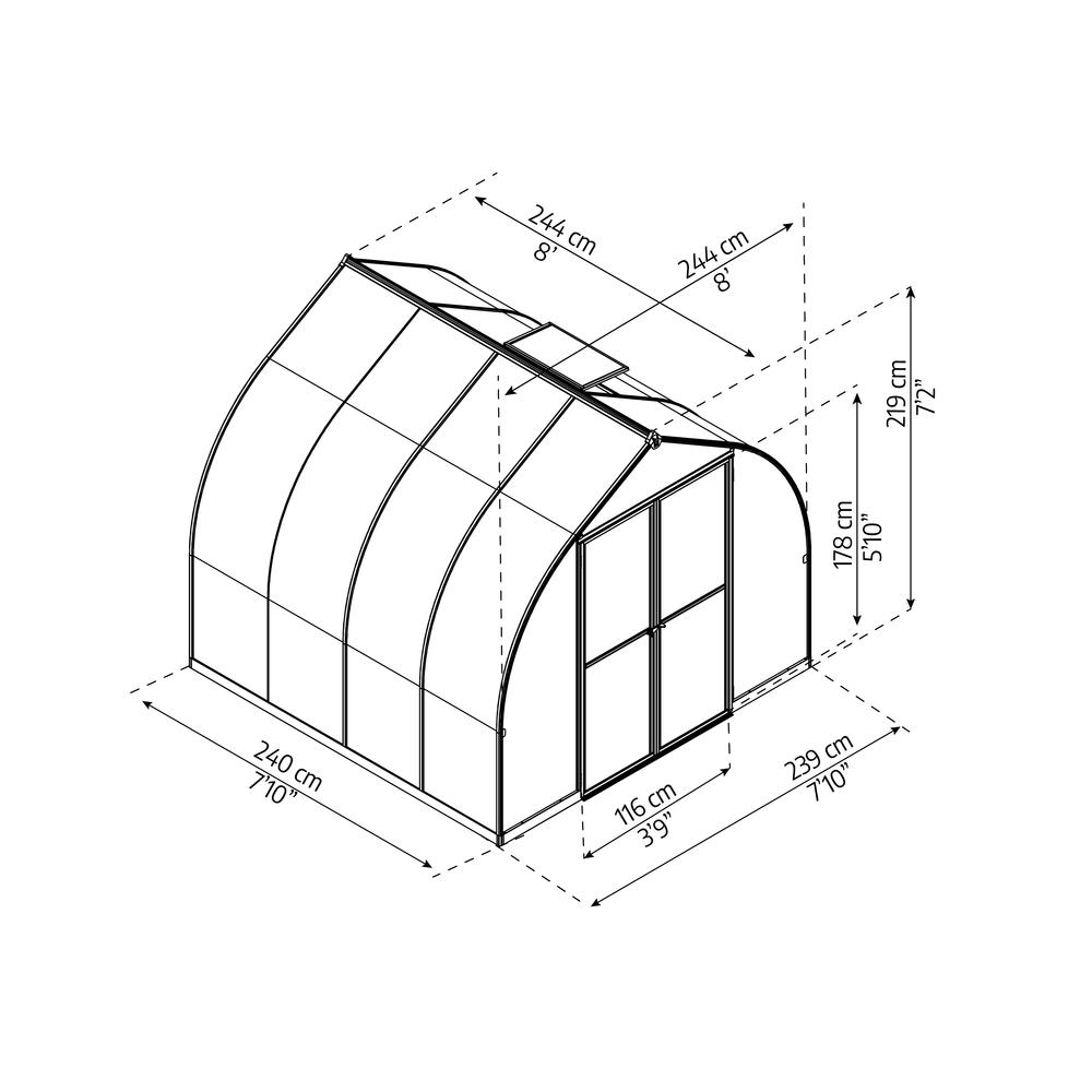 Bella 8' x 8' Greenhouse. Picture 2