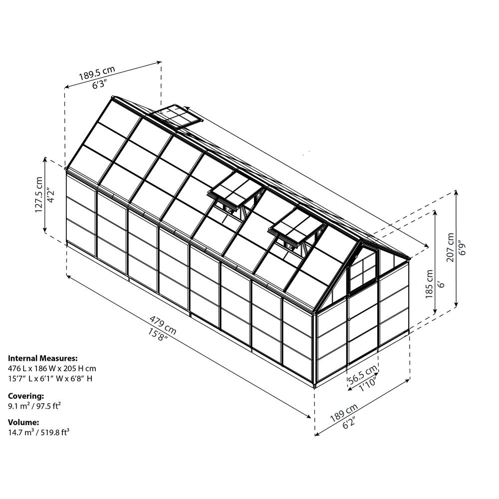 Snap & Grow 6' x 16' Greenhouse - Silver. Picture 2