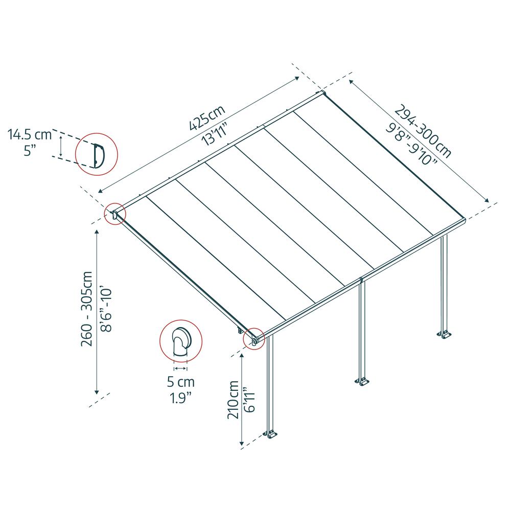 Feria 10' x 14' Patio Cover - Gray/Clear. Picture 9