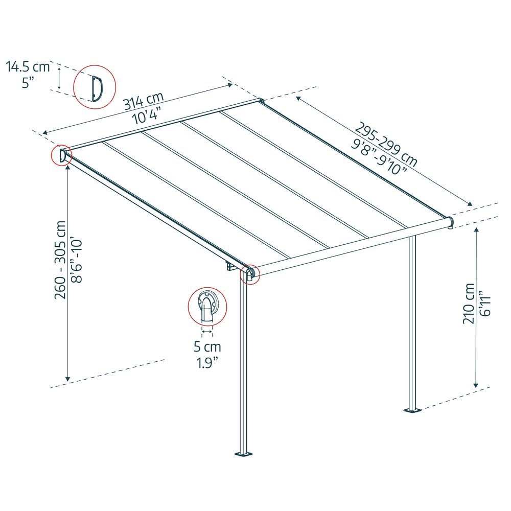 Sierra 10' x 10' Patio Cover - Gray/Bronze. Picture 2
