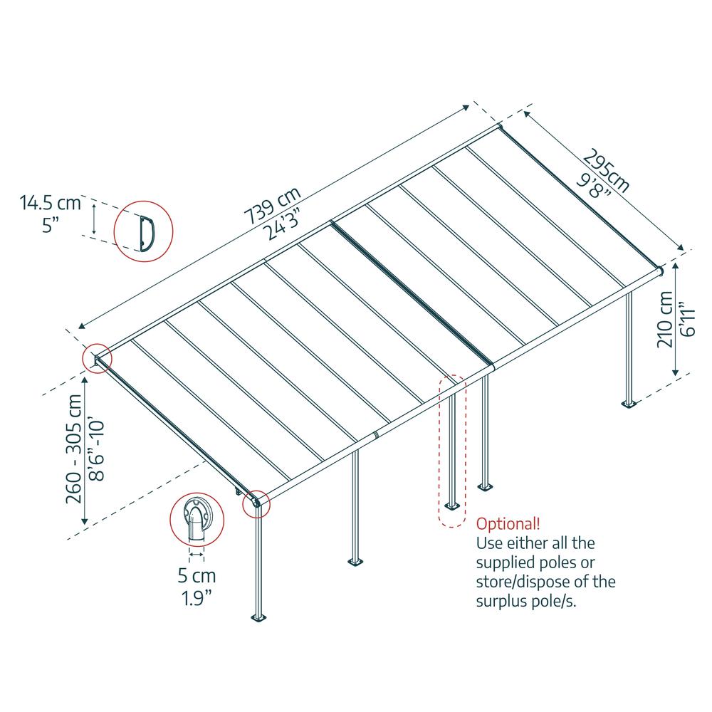 Sierra 10' x 24' Patio Cover - Gray/Bronze. Picture 2
