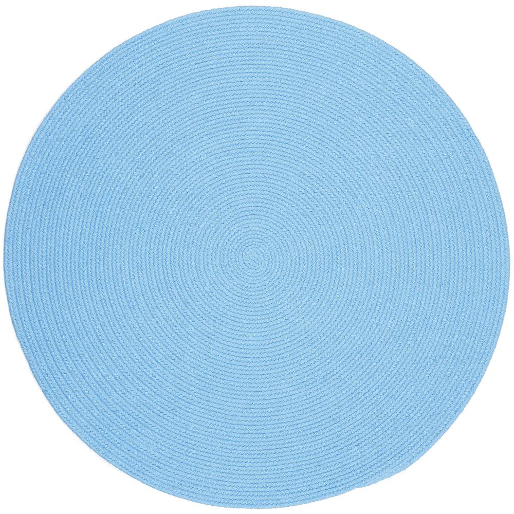 Happy Braids Solid Aqua Blue 4' Round. Picture 1