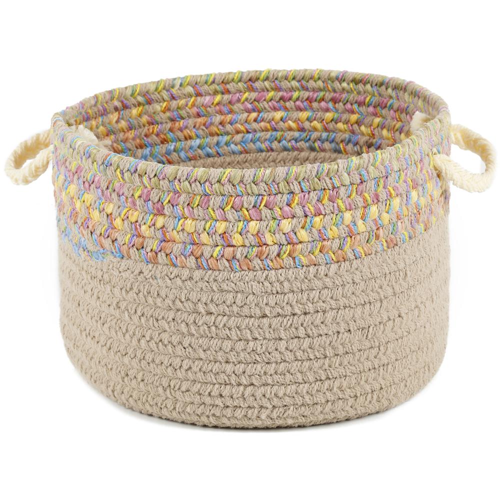 Kids' Isle Sand Beige Banded 10" x 8" Basket. Picture 1