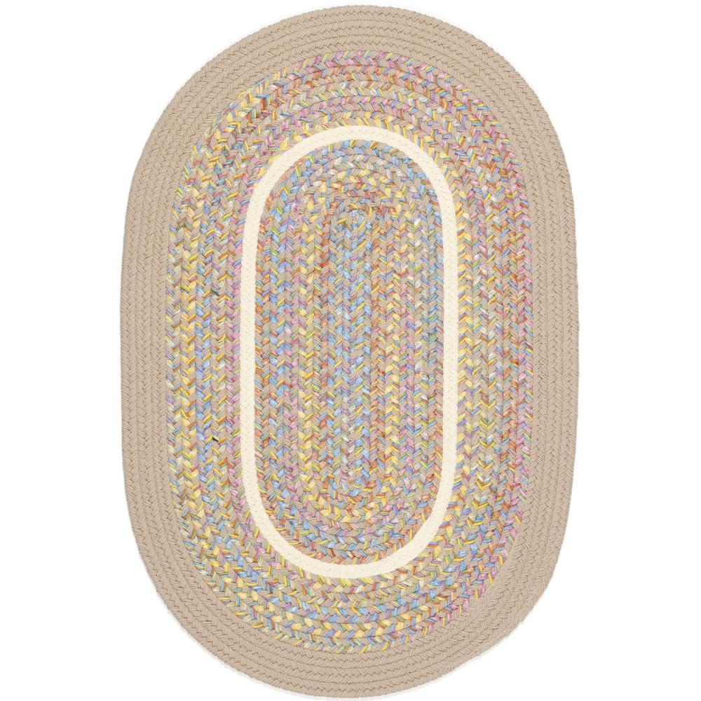Kids' Isle Sand Beige Banded 3X5 Oval. Picture 1